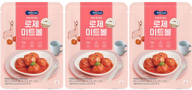 베베쿡 바르게 만든 로제미트볼, 200g, 3개
