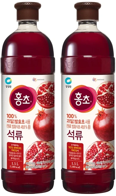 홍초 음용식초 석류, 1.5L, 2개 - 쿠팡