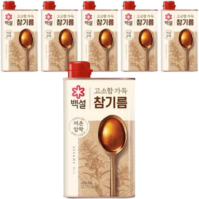 백설 고소함 가득 참기름, 450ml, 6개