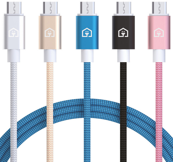 홈플래닛 패브릭 고속충전케이블 5핀, 1.5m, 혼합색상, 5개