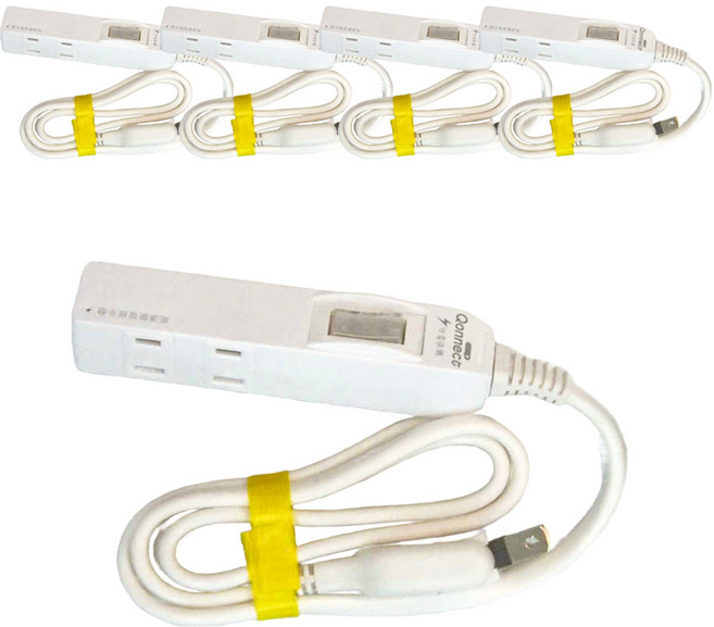 Qonnect 1開4插2P高溫斷電延長線, 1m, 白色, 5條