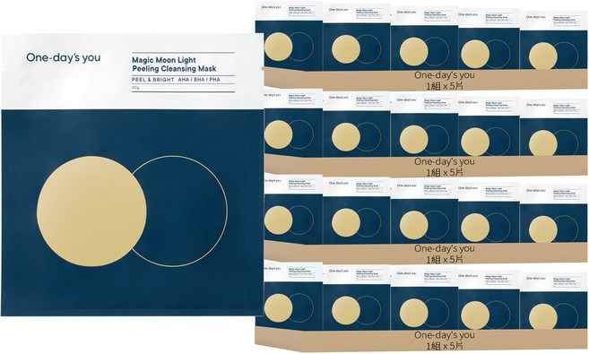 One-day's you 魔力月光潔淨面膜, 5片, 4組