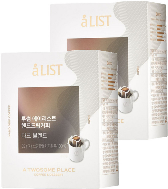 aLIST 투썸플레이스 핸드드립 커피 다크, 7g, 5개입, 2개