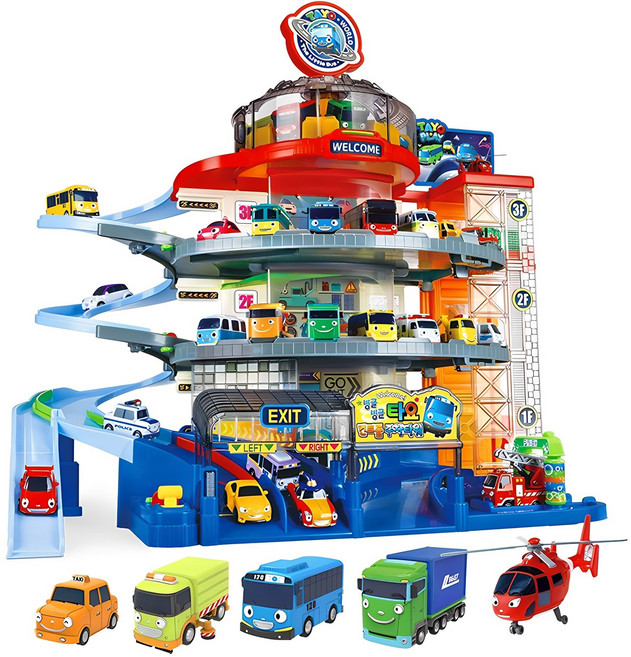 타요 컨트롤 주차타워 디럭스 플레이 완구세트, 혼합색상, 1세트