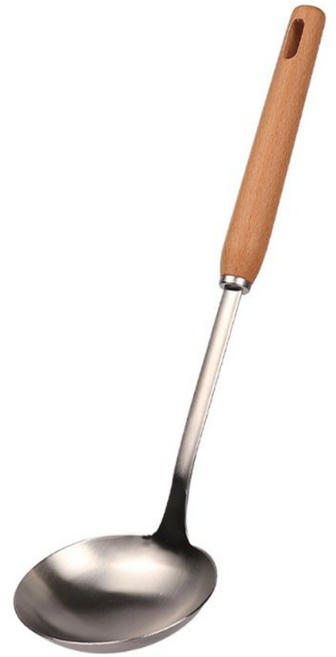 御廚系 櫸木柄304不鏽鋼湯勺, 銀色, 156g, 1個