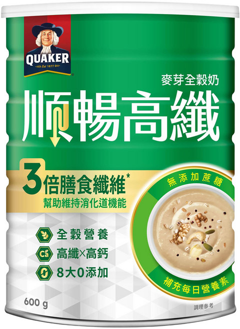 QUAKER 桂格 順暢高纖營養全穀奶, 600g, 1罐