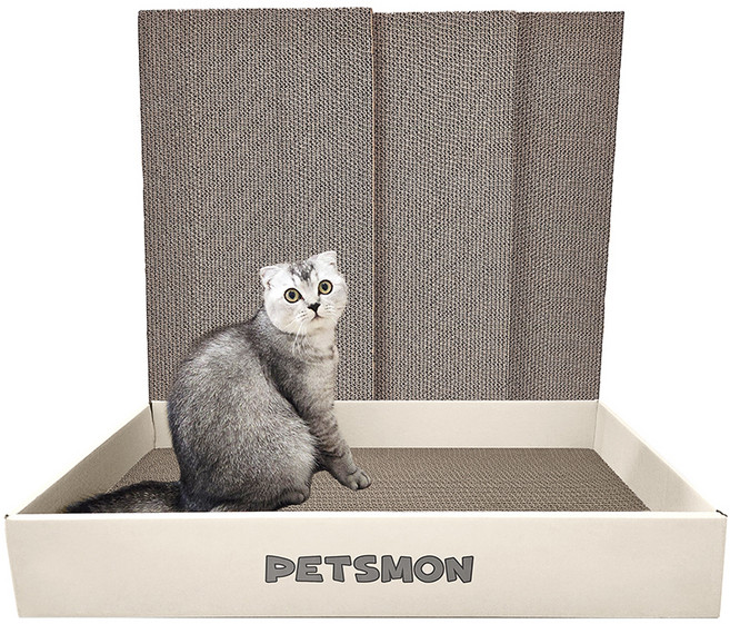 펫츠몬 고양이 3XL 스크래쳐 애착박스 + 리필 4P 평판형, 혼합색상, 1세트