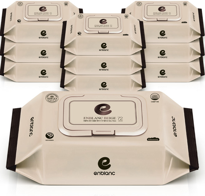 앙블랑 베이지 아기물티슈 캡형, 70g, 72매, 10세트