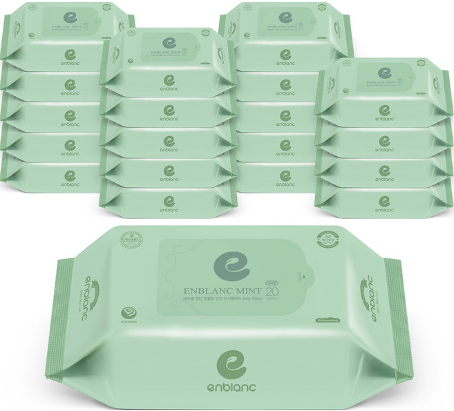 앙블랑 세이프 민트 유아물티슈 휴대형, 58g, 20매, 16개