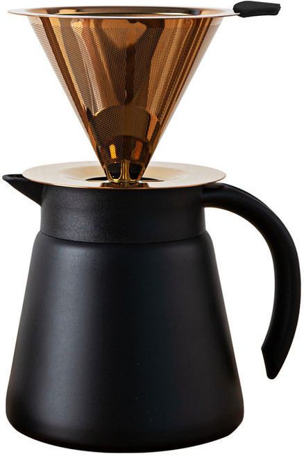 칼딘 로즈골드 티타늄 보온보냉 핸드드립세트 TP-02, 드리퍼 + 스텐 커피 서버, 650ml, 1세트