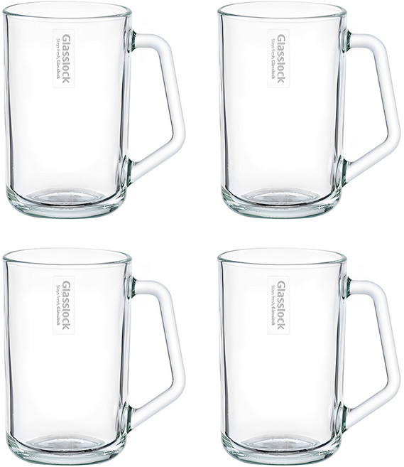 글라스락 내열 강화유리 이지그립 머그컵 480ml, 투명, 4개