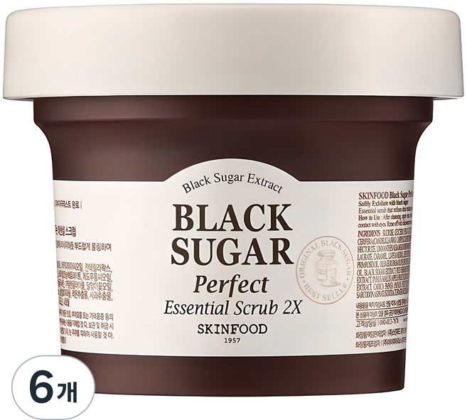 스킨푸드 블랙슈가 퍼펙트 에센셜 스크럽 2X, 210g, 6개