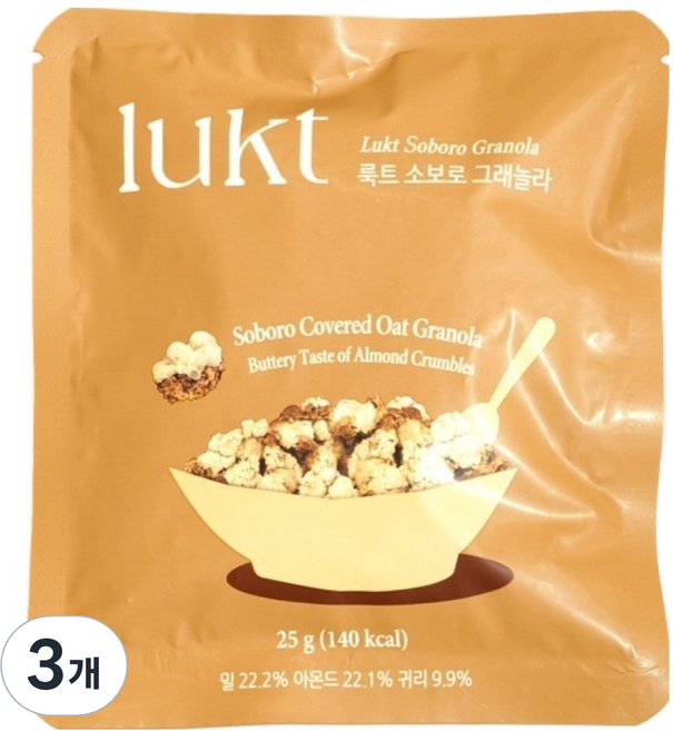 룩트 소보로 그래놀라, 25g, 3개