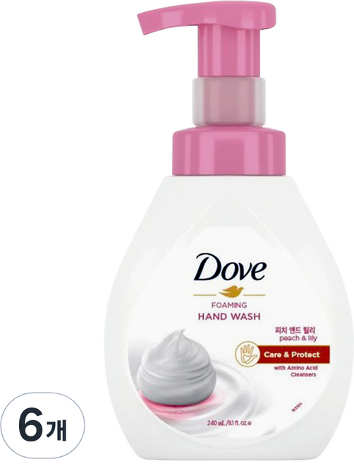 도브 포밍 핸드워시 피치 국문 보틀, 6개, 240ml