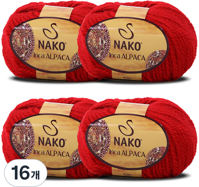 니뜨 잉카 알파카 뜨개실 50g, 6232 레드, 16개