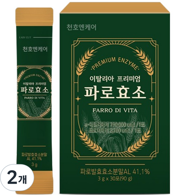 천호엔케어 이탈리아 프리미엄 엠머밀 발효 파로 효소 30p, 90g, 2개