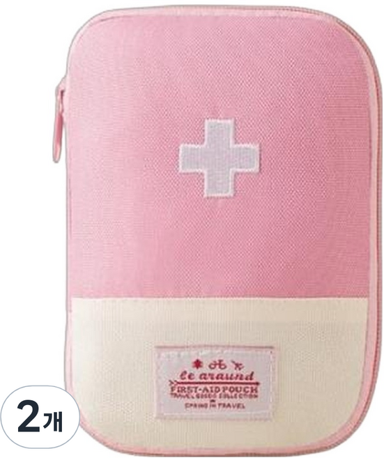 아늑공간 가정 휴대용 응급처치 구급파우치 소형, 핑크, 2개