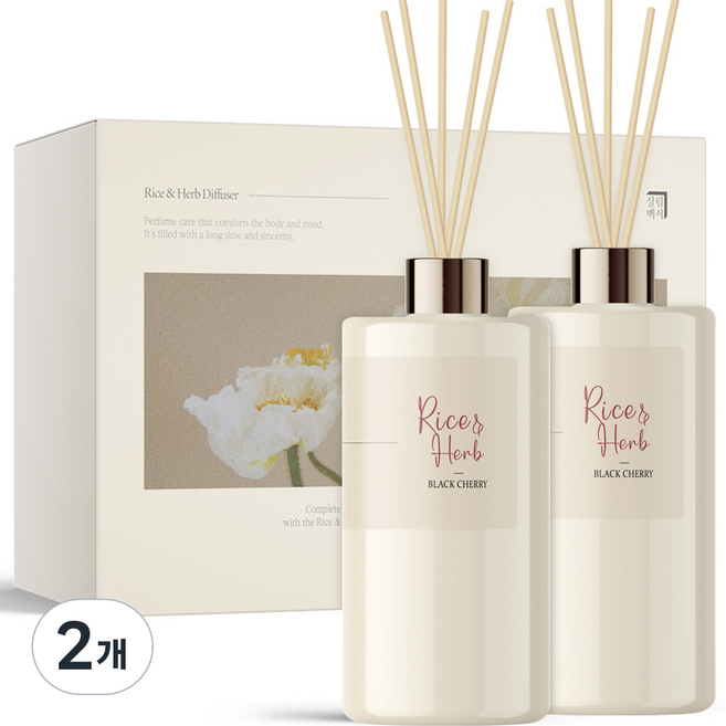 살림백서 라이스 앤 허브 대용량 디퓨저 500ml x 2p, 블랙체리, 2개
