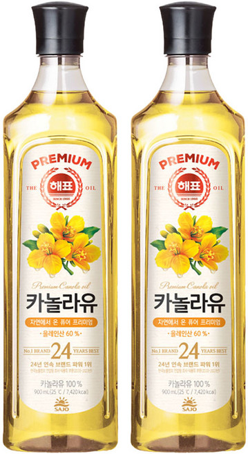 해표 카놀라유, 900ml, 2개