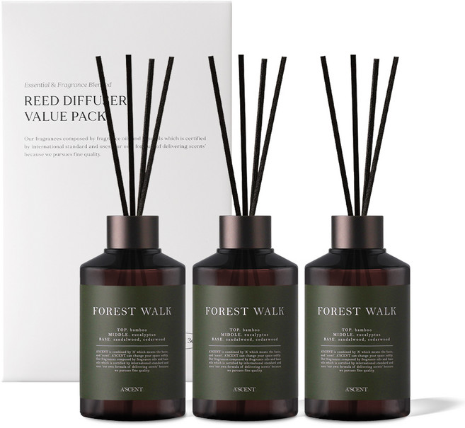 에이센트 퍼퓸드 디퓨저, 포레스트워크, 200ml, 3개