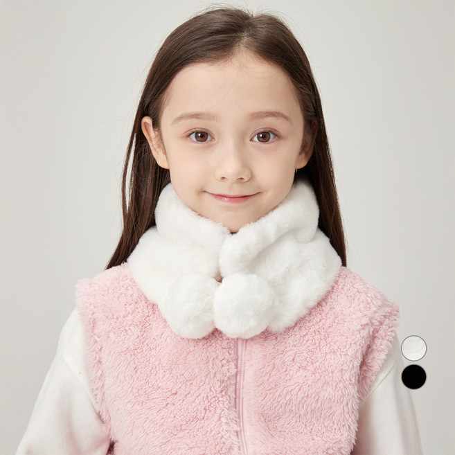롤리트리 아동용 베이직 털방울 머플러