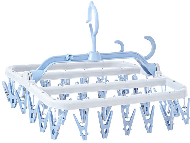 한봄누리 양말 속옷 건조대 접이식 빨래집게 건조걸이, 블루, 1개