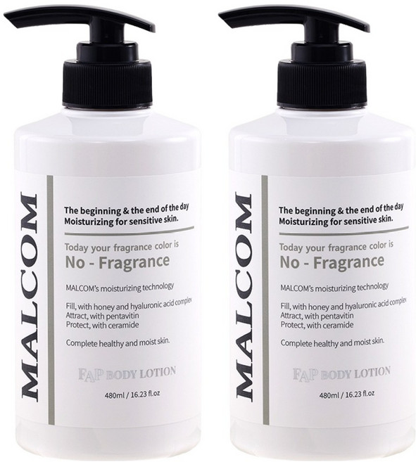 MALCOM 瑪律科姆 Fab 身體乳液 無香, 480ml, 2個