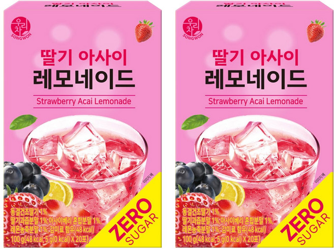 SONGWON 草莓巴西莓檸檬飲粉末, 5g, 20入, 2個