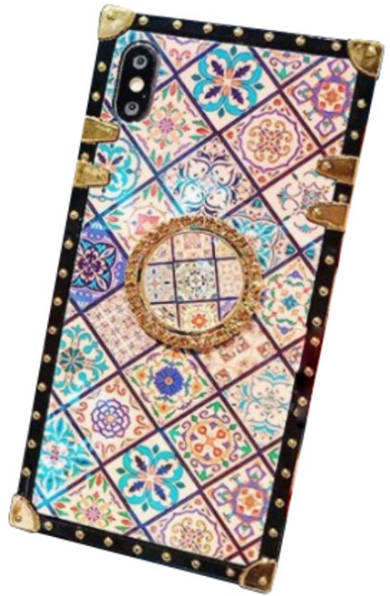 스퀘어 패턴 자개 스마트링 휴대폰 케이스