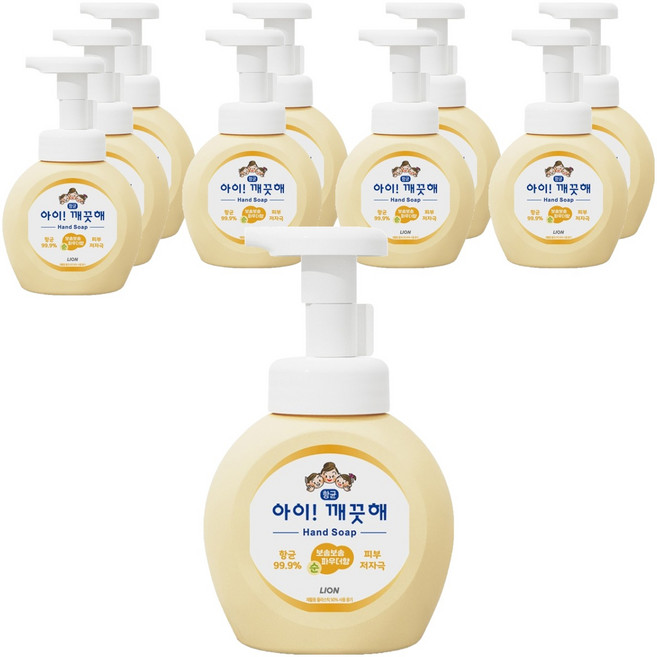 아이깨끗해 핸드워시 순 보송보송 파우더향, 250ml, 10개