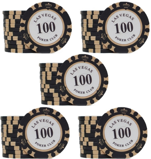 라스베가스 클레이 포커칩 100, 혼합색상, 50개