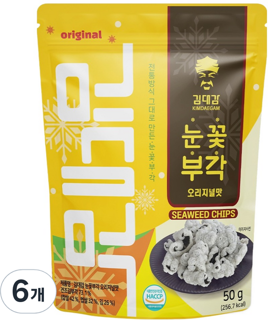 김대감 눈꽃부각 오리지널맛, 6개, 50g