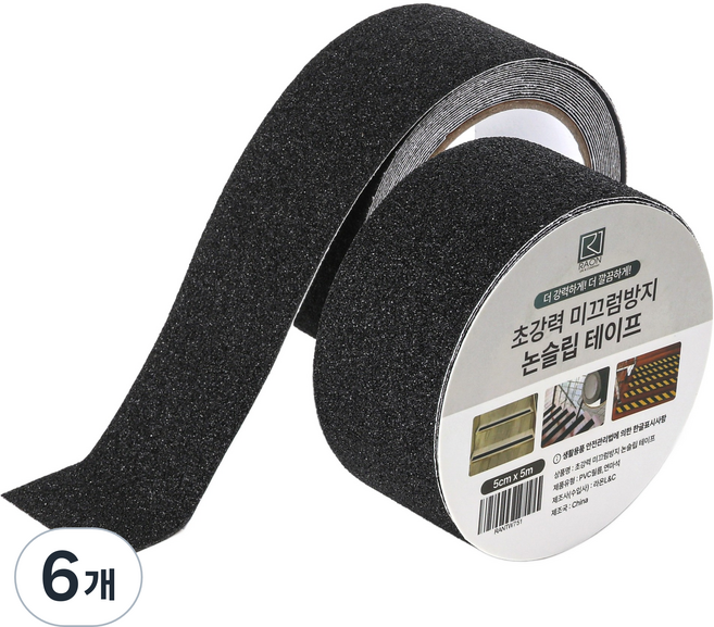 라온 초강력 미끄럼방지 논슬립 테이프 블랙, 6개
