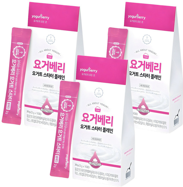 요거베리 스타터 플레인 요거트 파우더, 2g, 10개입, 3개