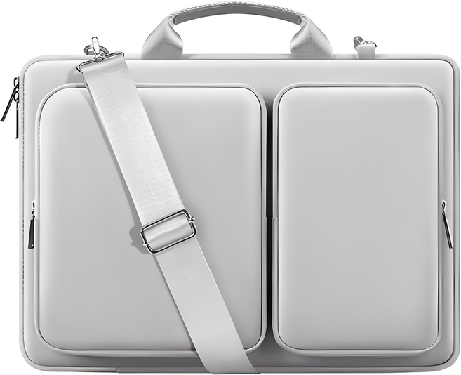 OMG 商務多格分區單肩手提電腦包 15.6吋, 淺灰色, 1個