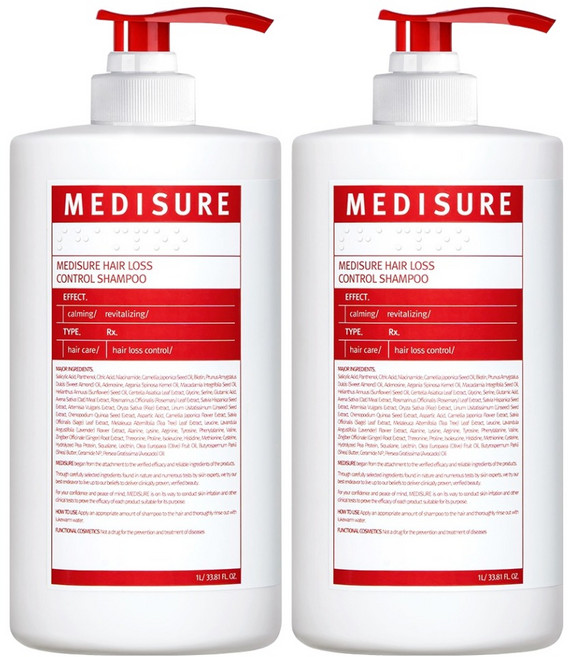 메디슈어 탈모 증상 완화 기능성 샴푸, 1L, 2개