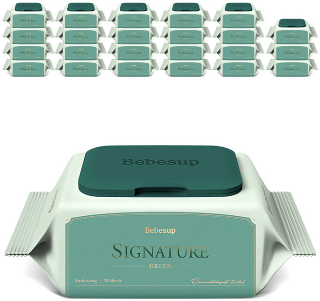 베베숲 시그니처 그린 아기물티슈 휴대캡형, 70g, 20매, 24개