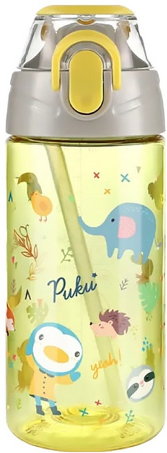 PUKU 藍色企鵝 Tritan掀蓋運動吸管水壺**, 黃, 400ml, 1個