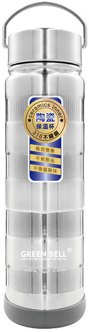 Green Bell 綠貝 316不鏽鋼陶瓷保溫杯, 750ml, 1個, 銀色