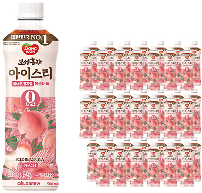 동원보성홍차 아이스티 제로 복숭아, 500ml, 48개