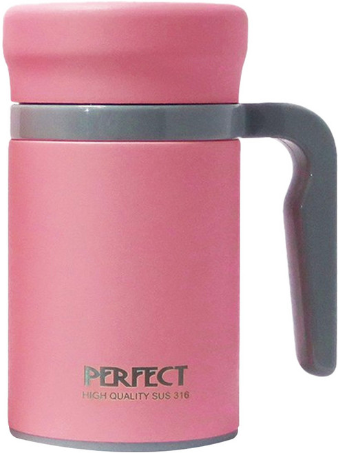 PLUS PERFECT 理想 品味316 全鋼辦公杯, 櫻花粉, 480ml, 1個