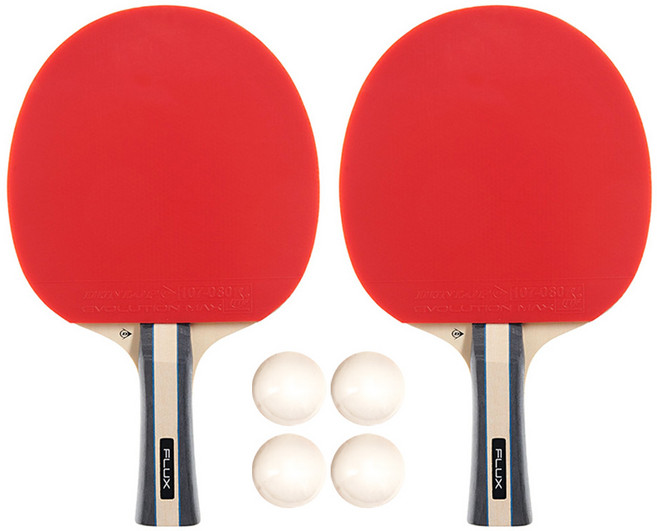 DUNLOP Flux Extreme 乒乓球拍 2支 + 桌球 4顆, 1組, ITTF-107-080