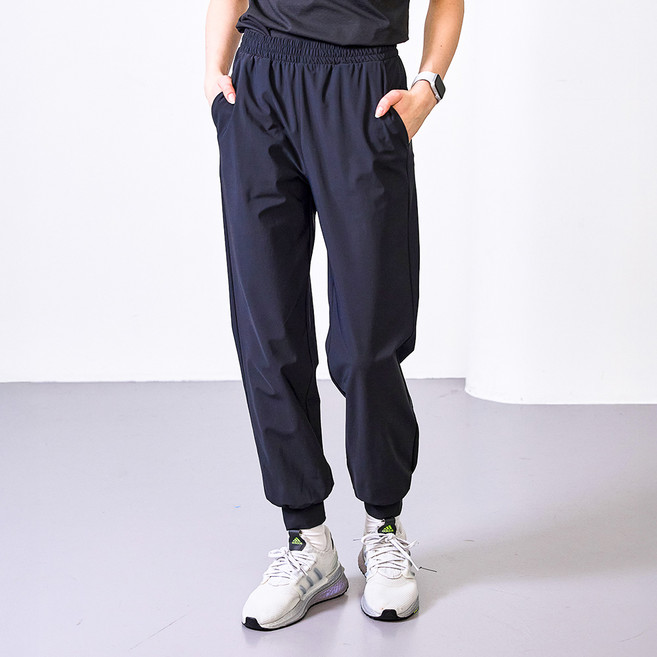 베이직하우스 여성용 슈퍼 스트레치 밴딩 스판 조거 팬츠