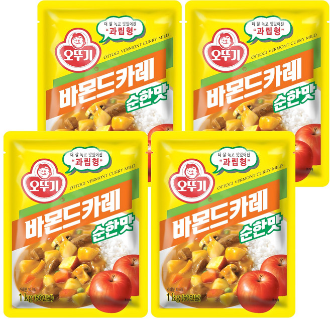 오뚜기 바몬드카레 순한맛, 1kg, 4개