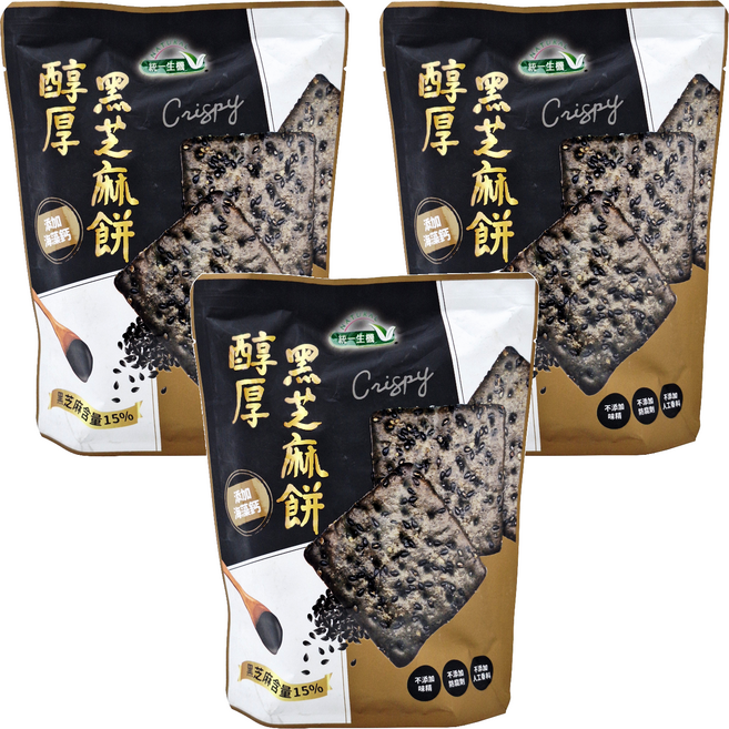 統一生機 醇厚黑芝麻餅, 124g, 3個
