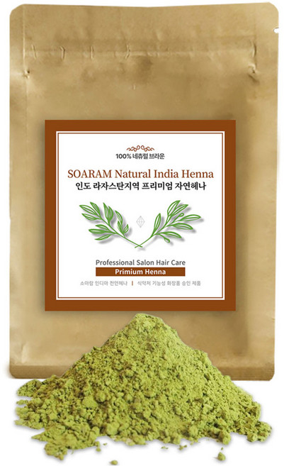 Henna草本染髮粉, 自然棕色, 2個