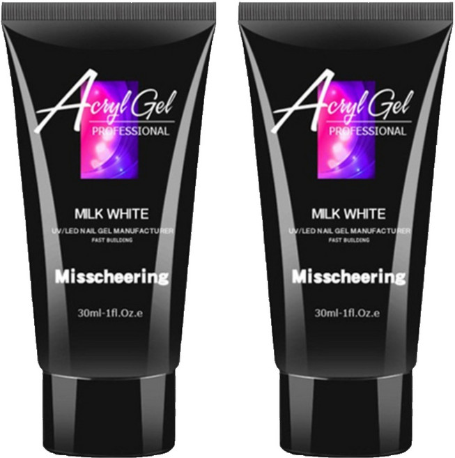 미스치어링 손톱 연장 재료 베이직 폴리젤, 밀크화이트, 2개