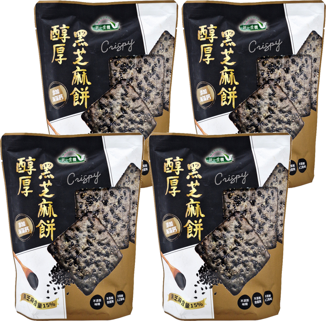 統一生機 醇厚黑芝麻餅, 124g, 4個