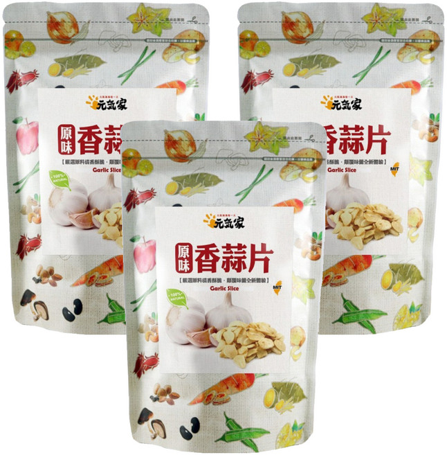 元氣家 原味香蒜片, 100g, 3包