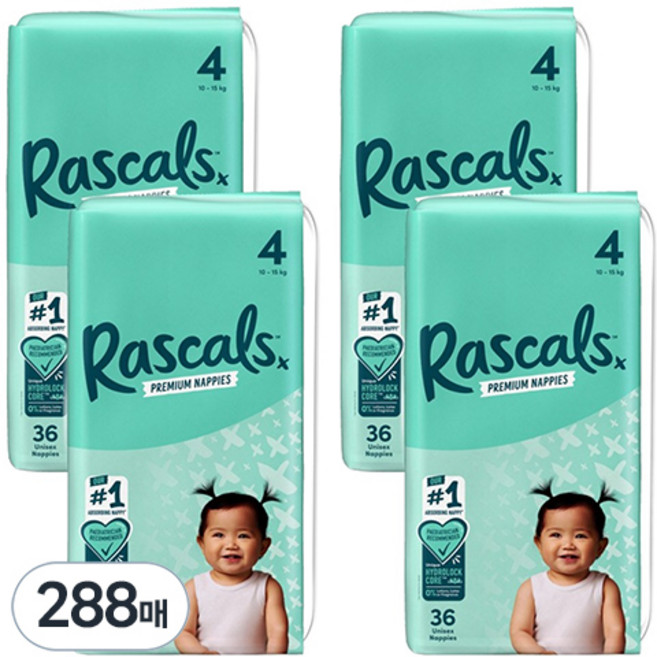 라스칼프렌즈 프리미엄 밴드형 기저귀, 288매, 4단계
